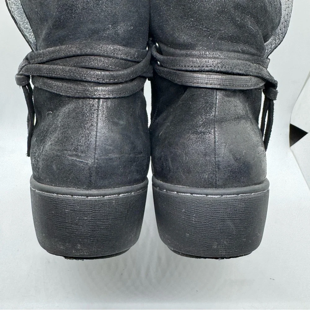 Dansko Black Suede Ankle Boots Evelyn Wedge Heel Side Zip Women's 38 Classic